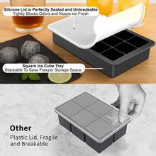 Bandeja de cubitos de hielo de silicona de 15 cubos con tapa a prueba de fugas - Diseño apilable, apto para lavavajillas, portátil y de ahorro de espacio para cócteles, bebidas, comidas para llevar, enfriamiento de bebidas, almacenamiento compacto, molde de alta calidad, almacenamiento en congelador, bartenders en casa - Multicolor - Ver 8