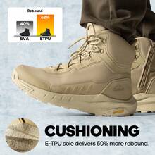 Men's Tactical Hiking Boot Lightweight Cushion Sole Boots for Work All Day Side Zipper Motorcycle Combat Military Boot Arch Support 8 Inches Terrascope - Caqui - Ver 7