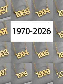 1件个性化复古不锈钢吊坠项链，可刻上生日/周年纪念日期