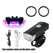 2 piezas Luz delantera para bicicleta, súper brillante, luz de advertencia para conducir de noche, equipo de ciclismo para exteriores, set de luces para bicicleta, 1 luz delantera y 1 luz trasera - Multicolor - Ver 13