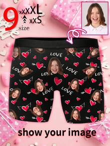1pc Custom Face Boxers For Men, Personalized Photo Underwear, Custom Face Boxer Briefs, Personalized Boxers For Husband, Custom Face Underwear, Custom Funny Faces Boxers Briefs, Anniversary Gift, Valentine Gift, Birthday Gift, Wedding Gift, Best Friend Gift, Gift For Boyfriend, Gift For Husband, Gift For Him - Black - View 2