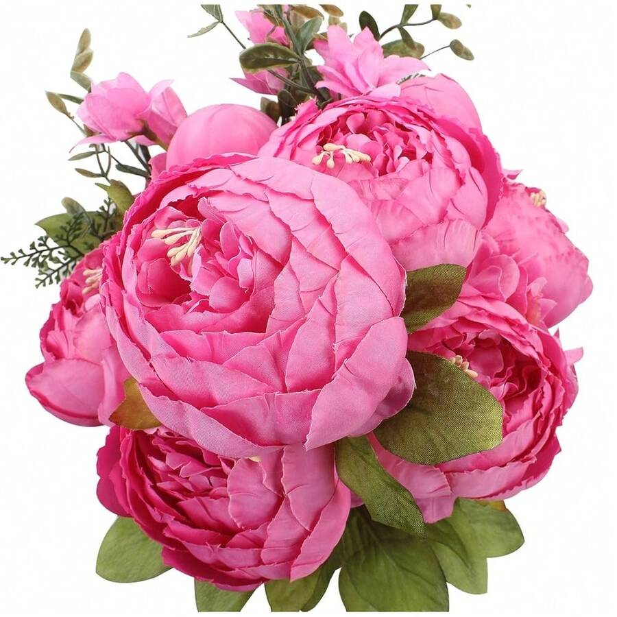 Duovlo Springs Flowers Artificial Silk Peony Bouquets Wedding Home Decoration,Pack Of 1 (Spring Peach Pink),20.87*3.5,SpringPeachPink - 春日蜜桃粉 - 查看 1