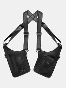 1pc PU Leather Casual Men's Waist Bag, Functional Streetwear Style Versatile Men's Chest Bag Phone Bag - Nhiều màu - Xem 11