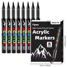 Set de 8 markere cu vopsea acrilică alb-negru, capacitate mare de cerneală, potrivite pentru ilustrații, pietre, schițe, lemn, sticlă și alte materiale - Consumabile de artă - Alb-negru - Vizualizare 10