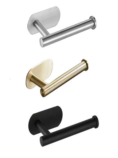 1pc Stainless Steel Tissue Paper Holder, Wall Mounted Bathroom Toilet Paper Dispenser, No Drilling Required