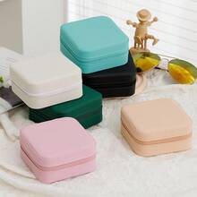 1 pieza Caja de joyería portátil de viaje, Caja de almacenamiento de joyas mini, Caja de almacenamiento de anillos de cuero PU, Caja de regalo de almacenamiento para mujeres/niñas, Adecuada para regalo de Navidad, Año Nuevo, Día de San Valentín, Decoración de boda - Multicolor - Ver 4