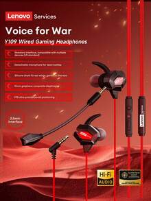 Lenovo Y109 Wired Gaming Headset With Microphone, Type-C & 3.5mm Interface, Suitable For Smartphones, Computers, E-Sports Gaming, Intelligent Noise Cancellation, Compatible With Android & IOS Devices - Black and Red - View 12