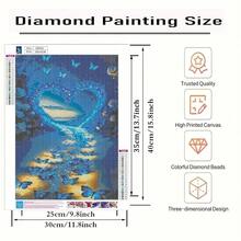 CSZPPQAF 5D Diamond Painting Kits For Adults, Butterfly Beach Heart Diamond Art Kits For Adults Beginner, DIY Full Drill Gem Art Paint By Diamonds Dots Crafts Kits For Home Decor 12x16 Inch - KM253-1 - 查看 7