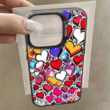 1pcs Colorful Hearts Phone Case Compatible with Apple Phone 11 12 13 14 15 16 17 Pro Max 7plus 8plus Xs Max XS Antidrop Phone Case Silicone Funky Girlish Style Cute Fashion Can Be Given To A Lover Can Be Given To Friends - Negro - Ver 1