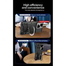 Case For Moto Edge 50 Pro Capa Case - With Screen Protector And Built-In Phone Stand - Black, 37323469 - 亮橙色 - 查看 6