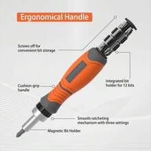 High-Quality Ergonomic Ratchet Screwdriver Kit - Adjustable Multi-Functional Screwdriver Set With A Ratchet Design, Effort-Reducing, Comfortable Handle For Optimal Performance And Longevity - Green/Orange - View 3