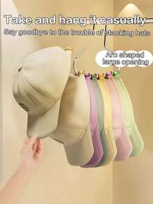 4 piezas/2 piezas/1 pieza de nuevos colgadores de sombreros, una herramienta de almacenamiento para sombreros. Un colgador puede sostener 8 sombreros, adecuado para armarios de dormitorio, puede colgar gorras de béisbol y otros sombreros en el hogar, estante multifuncional para exhibir sombreros, sin rastro, sin necesidad de ganchos. - Multicolor - Ver 2