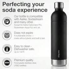 Stainless Steel Carbonating Bottle 33 Oz For Aarke Carbonator 3 Sodastream Compatible No BPA Dishwasher  Color Silver - 淺粉色 - 查看 2