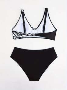 Women's High Waist Two Piece Swimsuit – Printed Bikini For Pool & Beach Days - TD-C005-01 - 查看 4