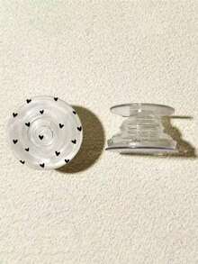 1pc Transparent Heart-Shaped Bow Phone Holder, Slide-Out Phone Stand, Bowknot Air Bag Phone Holder, Slouchy Desktop Phone Holder, Compatible With Apple And Android Phones, Birthday, Family, Friend Gift, Phone Accessory Compatible With IPhone, Android Phone, Gift For Birthday, Family, Friends Gifts Birthday Push-Pull Phone Grip Phone Accessories