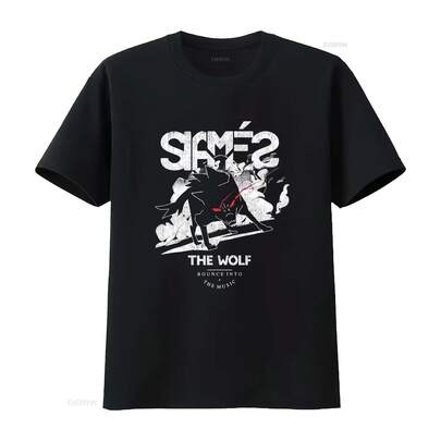 The Wolf Black Siames Bounce Into Music T Shirt vintage Washed Casual graphic Soft Unisex fashion homme Comfortable streetwear