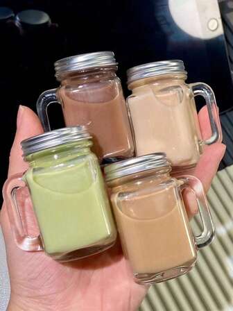 1pc Mini Handled Cup, Glass Bottle, Sealed Jar, Jam Jar, With Lid Pear Paste, Honey Glass Bottle