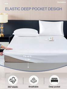 2/3pcs Solid Color White Satin Fitted Sheet Set Simulation Silk Fitted Sheet Set With 1pc Fitted Sheet+1/2pcs Pillow Case Without Filler, Modern Soft Bedding Set For Household King Queen Full Twin Size  Sheet Bedspread Deep Pocket Up To 11.8 Inch Breatheable Wrink-Free Better For Sleep, Machine Washable - White - View 4