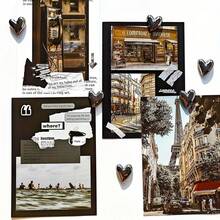 12个/6个/3个套装 铁质黑色太空染色心形冰箱贴，优雅简约装饰磁铁，适用于冰箱、白板、办公室、厨房、洗衣机及任何铁质表面 - 彩色 - 查看 4