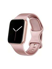 1pc Rose Gold/Silver/Champagne Metal Soft Silicone Replacement Watch Band, Compatible With Apple Watch Ultra 2, Series 9, 8, 7, 6, 5, 4, 3, 2, 1, 38mm, 40mm, 41mm, 42mm, 44mm, 45mm, 49mm, Outdoor Sports Smartwatch Accessories