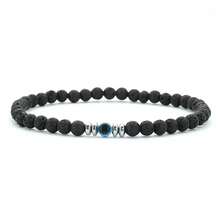 1件天然黑曜石圆珠情侣手链 时尚蓝色邪眼弹力手链 男女通用 高级珠宝 - 彩色 - 查看 10