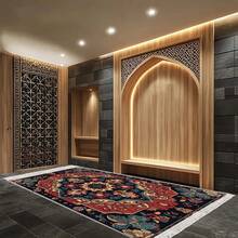 1pc Vintage Floral Carved Prayer Mat, Middle Eastern Style Devotional Rug - Multicolor - View 6