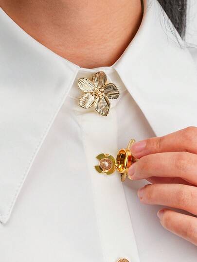2 Pieces Button Cover, Metal Floral Cufflink Cover For Shirts, Suits, And Dresses. Men's And Women's Luxury Collar Clip, Cute And Elegant Button Cover, Daily Clothing Accessories, Fashionable Shirts Decorative Button Box, No Sewing 3-Second Sleeve Button, Valentine's Day Gift, Birthday Gift
