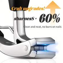 1pc Premium Stainless Steel Nail Clipper, Modern Design With Concave Edge, Wide Opening, Splash-Proof, Long Handle. Curved Callus Remover Suitable For Thick Nails. Fragrance-Free. Suitable For Men And Elderly. - Black - View 4