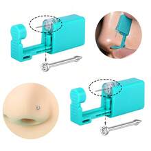 Kit de perforación de nariz, pistola desechable para perforación de nariz, herramienta de perforación estéril, pistola para perforación de nariz para uso en casa - Multicolor - Ver 9
