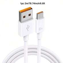 6A USB A 转 Type-C 数据线，1-3 条装，3.3 英尺/6.6 英尺超快充电线，兼容小米、荣耀、OPPO、vivo 等品牌，支持快充；USB-C 数据线兼容 16、16 Pro Max、15、15 Plus、15 Pro、15 Pro Max，兼容红米、一加等品牌，支持快充。 - 白色 - 查看 12