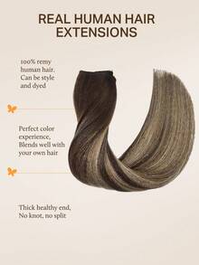 DOORES Hair Extensions With Hair Rings, 100% Human Hair, 12-22 Inches, 70-120g, Invisible, Chocolate Brown To Caramel Gold Gradient, With Adjustable Clips And Invisible Steel Wire - S4/26/4 - View 2