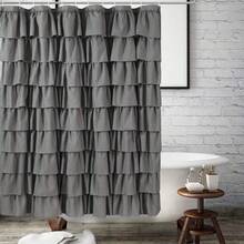 1pc Pure Linen Ruffle Shower Curtain, Handmade Ruffle Trim, Pure Linen Bathroom Accessory, Bathroom Window Curtain, 72*72inch/182cm*182cm - Multicolor - View 5