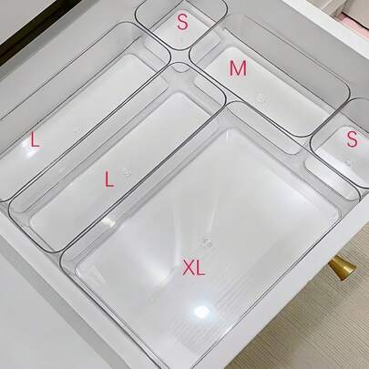 1/4/5/6/11pcs Transparent Plastic Drawer Organizer Set, Makeup Storage Box, Decorative Organizer For Vanity, Bedroom, Dorm, Kitchen, Bathroom, Office - Cosmetics, Jewelry, Small Tools