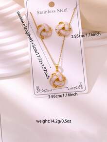 VJS 1 Set Fashion French Drip Glaze Triangle Necklace & Earrings Set, 304 Stainless Steel Material, Waterproof & Rust-Proof, Multiple Colors Available, Suitable For Daily Wear And Gift - French Necklace and Earring Set - View 6