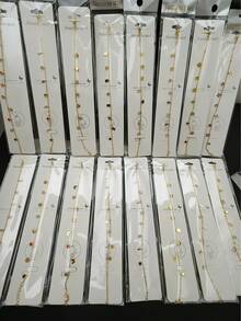 Bộ 6 chiếc - Vòng tay vàng thanh lịch dành cho nữ - Hình trái tim - Hình bướm - Đá quý, dây chuyền thép không gỉ mảnh mai. Phụ kiện tinh tế này hoàn hảo để đeo hàng ngày, dự tiệc và làm quà tặng. Đây là món trang sức cao cấp được chế tác tỉ mỉ. (Giao hàng ngẫu nhiên) - Nhiều màu - Xem 5