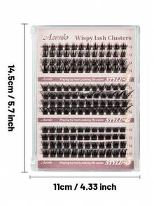 144 Stücke gemischtes Wimpernverlängerungs-Set, flauschige C-Locken Volumeneffekt, natürlicher Make-up-Effekt, 10-16mm gemischte Länge Wimpernbüschel, geeignet für dicke & gekräuselte Wimpernoptik, anfängerfreundlich, DIY Wimpernverlängerung, geeignet für Cosplay, Anime und tägliches Make-up - Schwarz - Übersicht 2