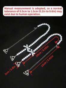 2pcs Adjustable Pearl Decor Bra Straps, Detachable Chest Chain, Dress Lingerie Shoulder Straps, Backless Design, Suitable For Dance Party - White - View 6