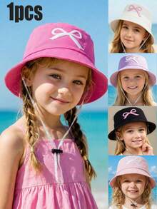 Mũ tai bèo điều chỉnh được, có nơ thêu, mũ tai bèo mỏng cho trẻ nhỏ và trẻ em, chống nắng quanh năm. - 1PC - Xem 3
