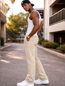 Mens Casual Tech Fleece Solid Stacked Sweat Pants - OATMEAL - View 2