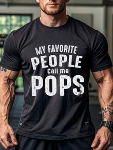 My Favorite People Call Me Dad Holiday T-Shirt, Funny T-Shirt For Men, Men's T-Shirt, Black T-Shirt For Men, Cotton T-Shirts For Men, Graphic T-Shirt For Men, Funny T-Shirts, Comfortable Fit Crew Neck T-Shirt - 黑色 - 查看 6