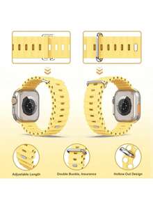 1pc Unisex Ocean Themed Soft Silicone Sports Band Replacement Strap Compatible With Apple Watch 38mm 40mm 41mm 42mm 44mm 45mm 49mm, Watch Ultra SE Series 8 7 6 5 4 3 2 1