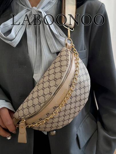 时尚别致的单肩腋下斜挎印花胸包，女士款