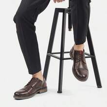 Chaussures décontractées pour hommes, pour le trajet et les sports de plein air, antidérapantes et durables, chaussures derby classiques, bottes de travail rétro à la mode - Rouge foncé - Voir 5