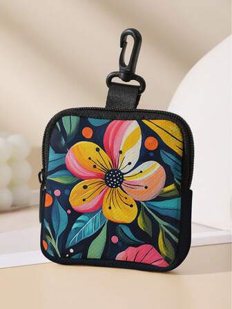 Billetera con cierre de cremallera con estampado de flores, ligera para moneda, efectivo, tarjeta de identificación, tarjeta de crédito, bolsillo para monedas, billetera pequeña, bolsa de almacenamiento miscelánea, de moda y moderna para viajes, regalo de cumpleaños, aniversario, Día de San Valentín, regalo para mujer y maestra