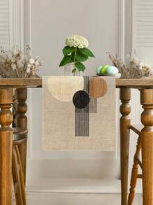 1pc Bohemian Style Linen-Like Table Runner, Modern Dining Table Mat, Rectangular Tablecloth, Washable, Suitable For Kitchen, Dining Table, Party, Wedding Decoration, Entryway, Home Gathering, Coffee Table, Living Room - Brown - View 4