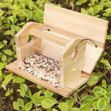 Bluebird Feeder Outside, Mealworm Bird Feeder For Outdoors Squirrel Proof Hanging Birdhouse Feeder Wooden Bird House Feeder For Cardinal Finch - ban đầu - Xem 4