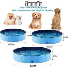Bañera para Perro Piscina para Perros Alberca Plegable Portátiles PVC Antideslizante y Resistente al Desgaste para Perros Pequeños Medianos y Grandes Gatos y Niños 32" Azul - Azul - Ver 2