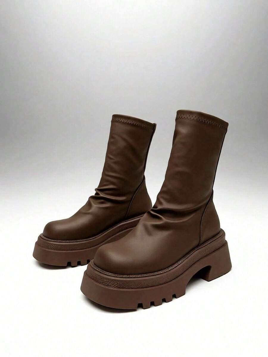 2025 Spring/Autumn New Over-The-Knee Boots For Women, Elastic Slim Fit Tall Shaft Thick Sole High Shaft Riding Boots