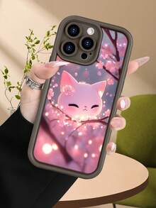 Funda de teléfono minimalista y gruesa a prueba de caídas, diseño con gato blanco y flores de cerezo en estilo mágico y romántico, look dulce y luminoso, protección para cámara, ideal para mujeres, regalo perfecto para temporada de primavera, compatible con Apple 17/16/15/14/13/12/11/Pro/ProMax,compatible con Galaxy A34/A35/A54/A55,Galaxy S20/S21/S22/S23/S24/S25 Ultra/Plus,compatible con Moto/Galaxy/Redmi/Honor/OPPO Soft - Marrón - Ver 1