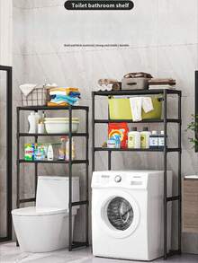 1 pieza Estantería de baño de 3 niveles, organizador independiente para inodoro y lavabo, esencial para volver a la escuela, de moda y ahorra espacio, unidad de estantería de plástico de 3 capas multifuncional, adecuada para el baño y la lavandería - No se requiere perforación - Multicolor - Ver 3